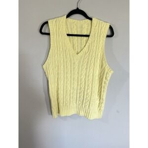 Handmade Cable Knit Sweater Vest with SOCKS Size M Butter Yellow Preppy Cottage